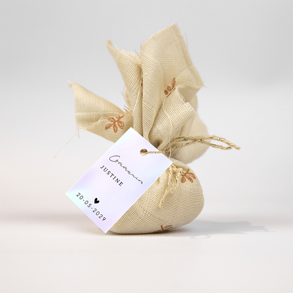 Étiquette communion avec fond en holographie - 18 ex. 30x50mm