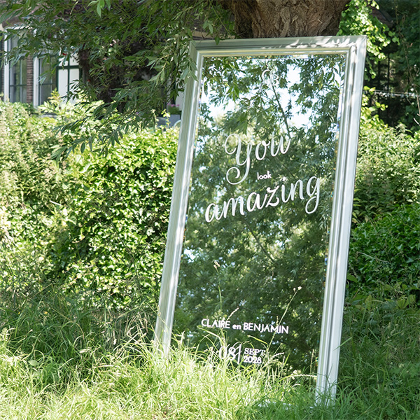 Spiegelsticker bruiloft met quote