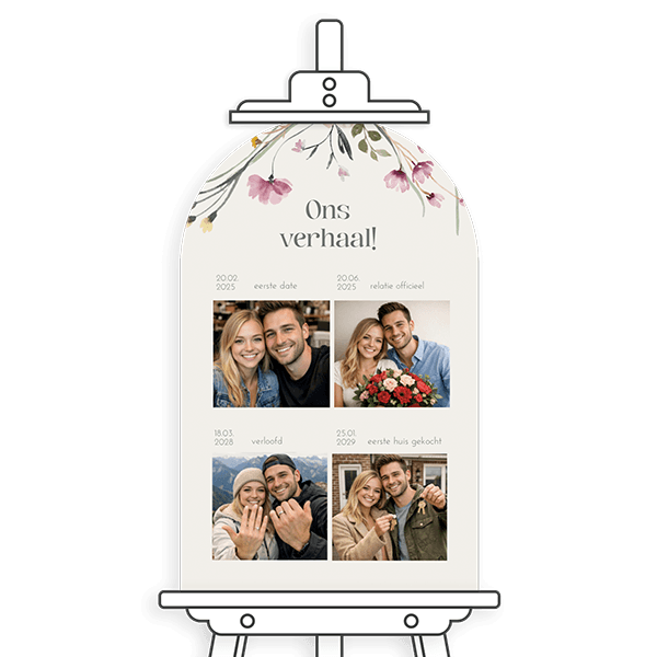 Bruiloftsbord met liefdesverhaal