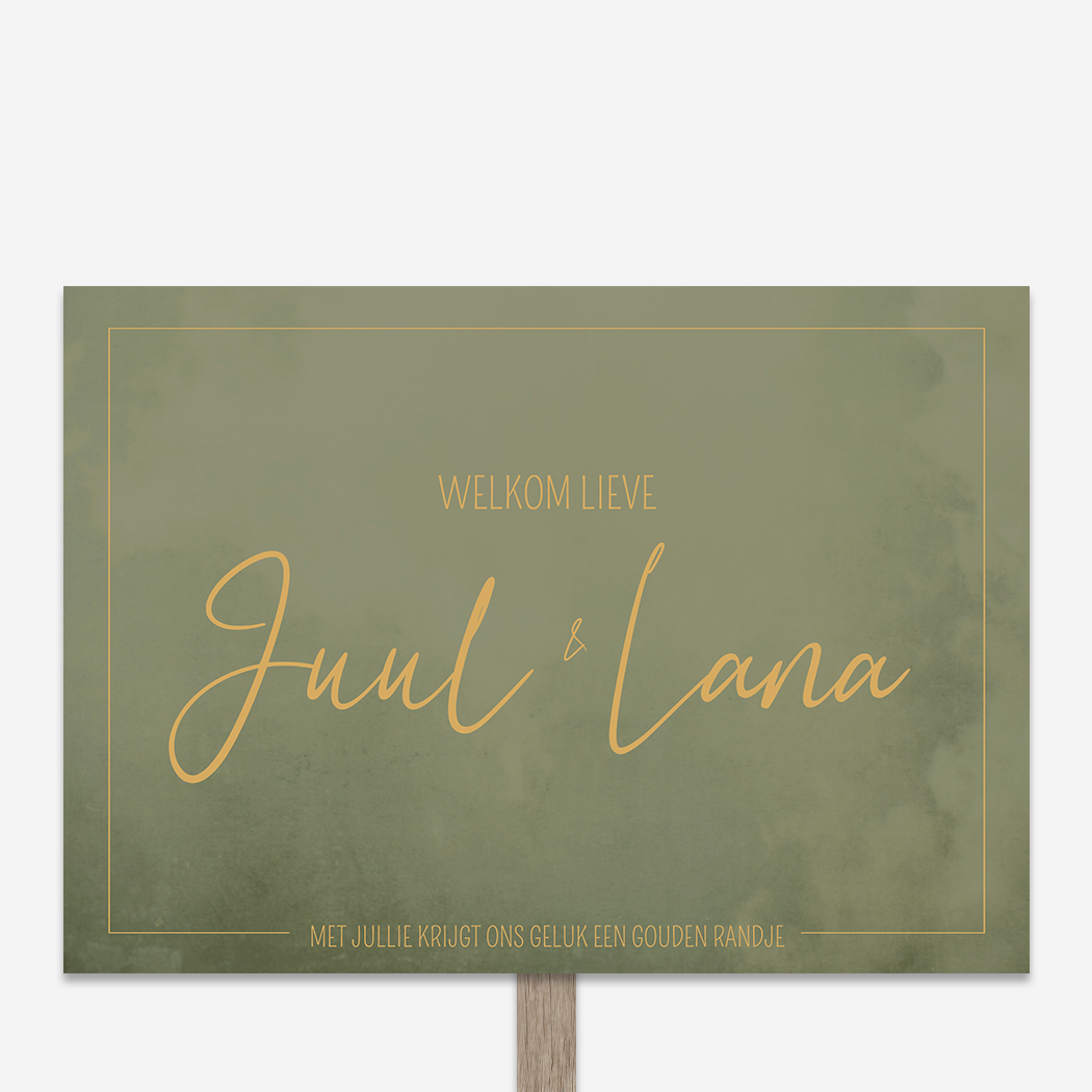 Tuinbord Geboortebord Tweeling Groen Goudkleur