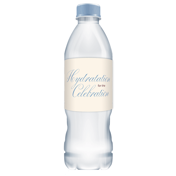 Beige etiket waterfles bruiloft