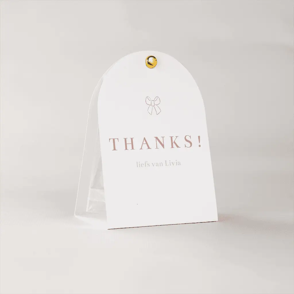 Schattige doopsuiker snoepzakje met illustratie strikje