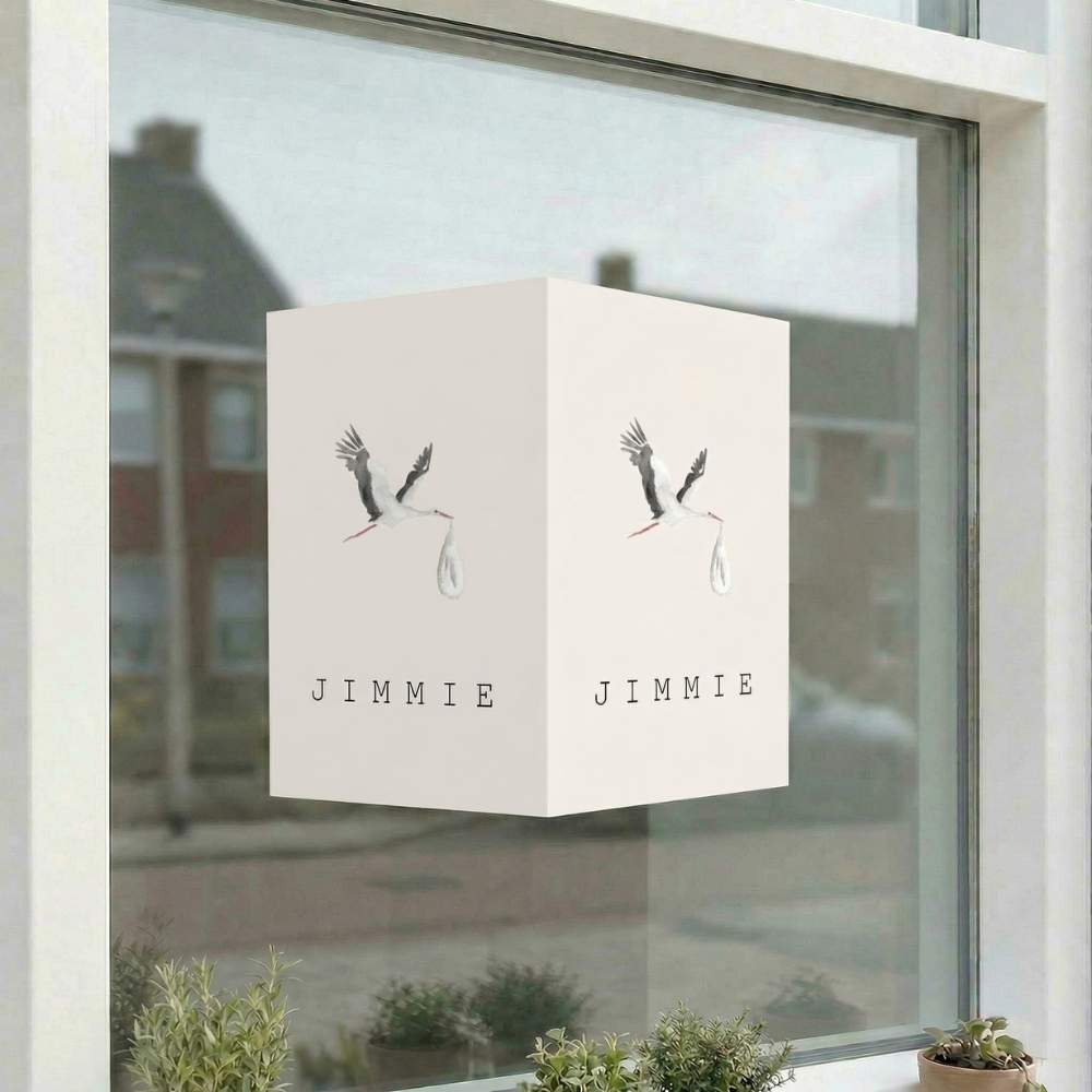 Geboortebord raambord unisex ooievaar watercolor