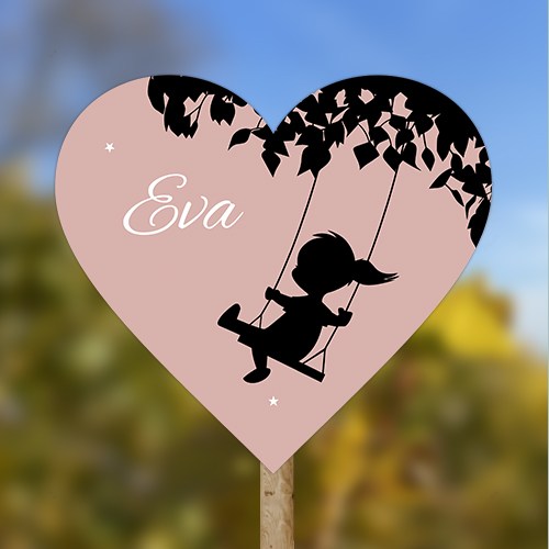 tuinbord hart meisje op schommel