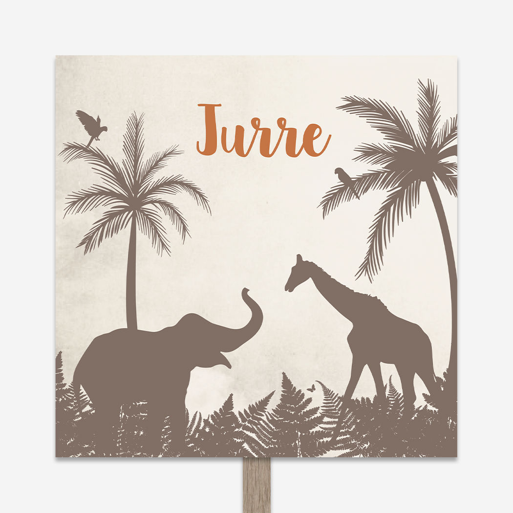 Tuinbord Beige Olifant Giraffe Bruin