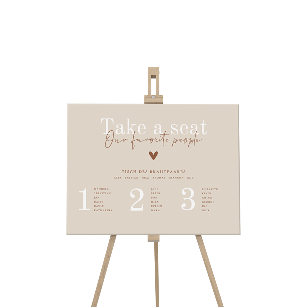 Sitzplan-Schild in Erdetönen