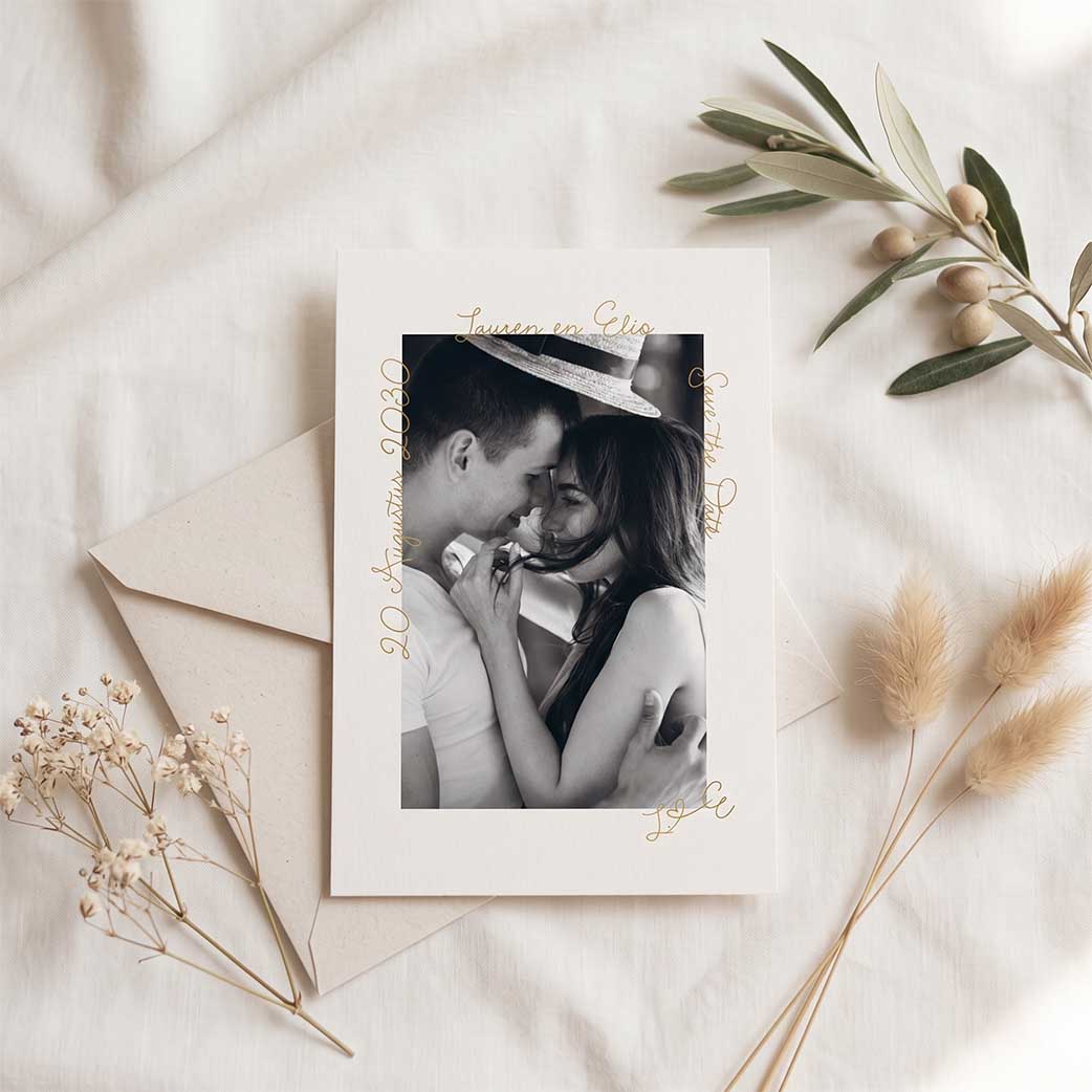 Save the Date foto goudfolie tekst
