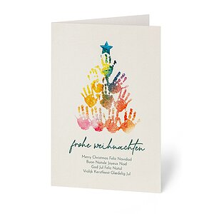 Geschäftliche Weihnachtskarte Aquarell-Baum aus Handabdrücken