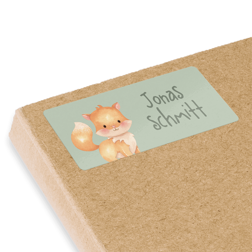 Namensaufkleber mit Fuchs und Namen 70x30 mm