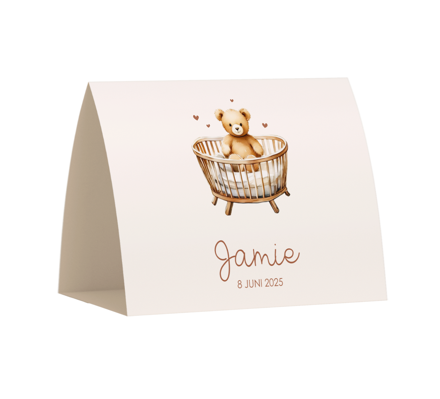 Tentkaart liggend met wiegje en beertje