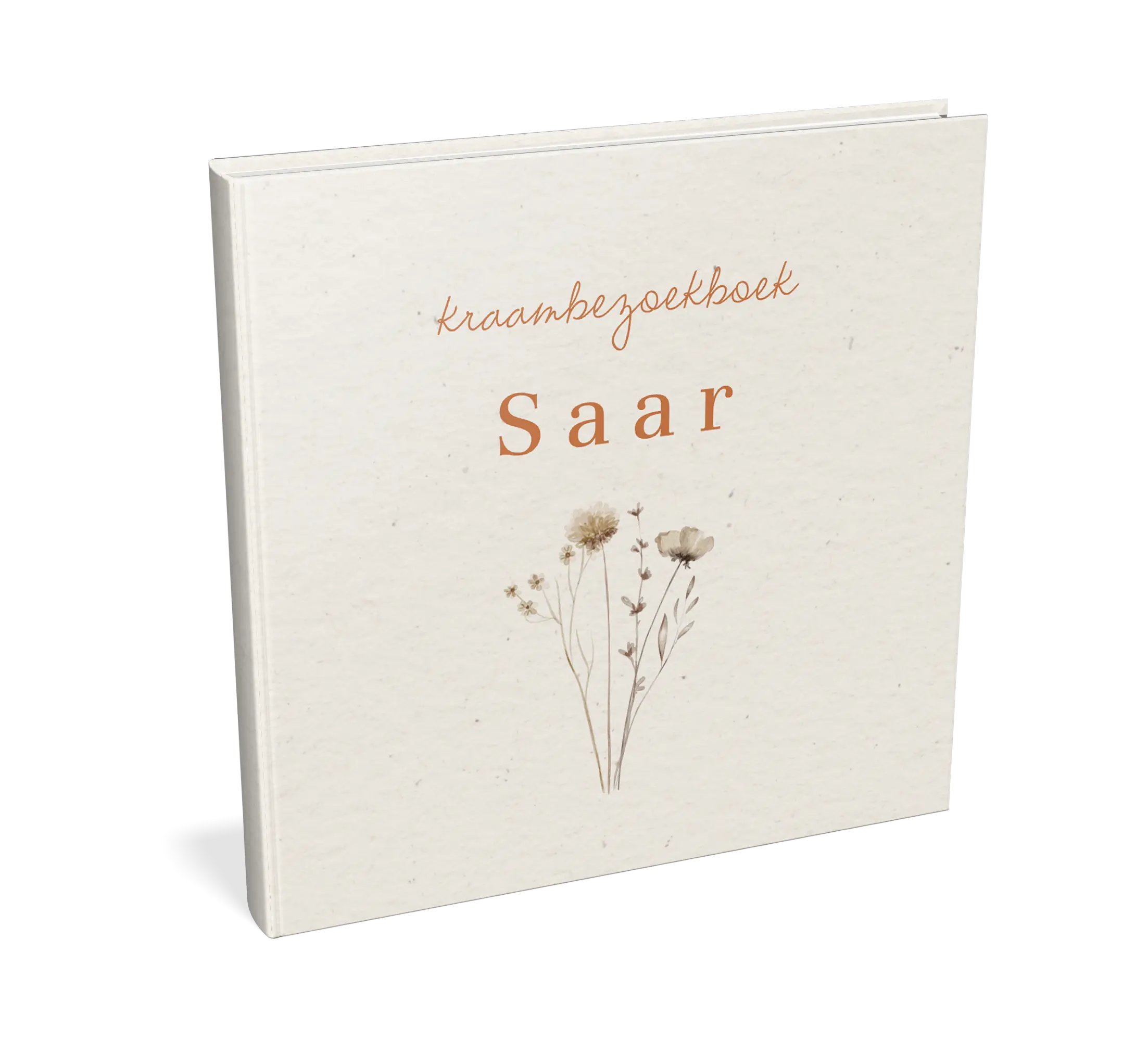 Stijlvol kraambezoekboek met droogbloemen - met invulpagina's