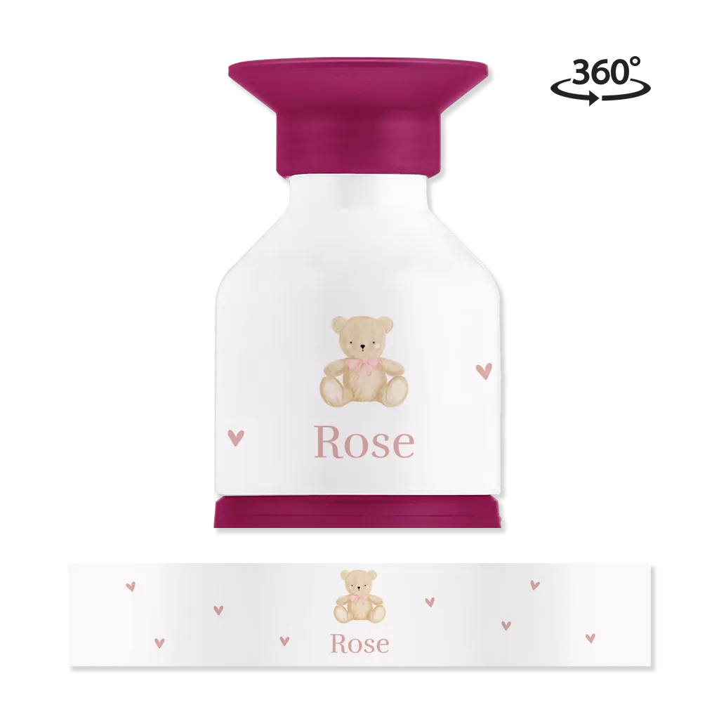 Dopper drinkfles met naam, hartjes en teddybeer