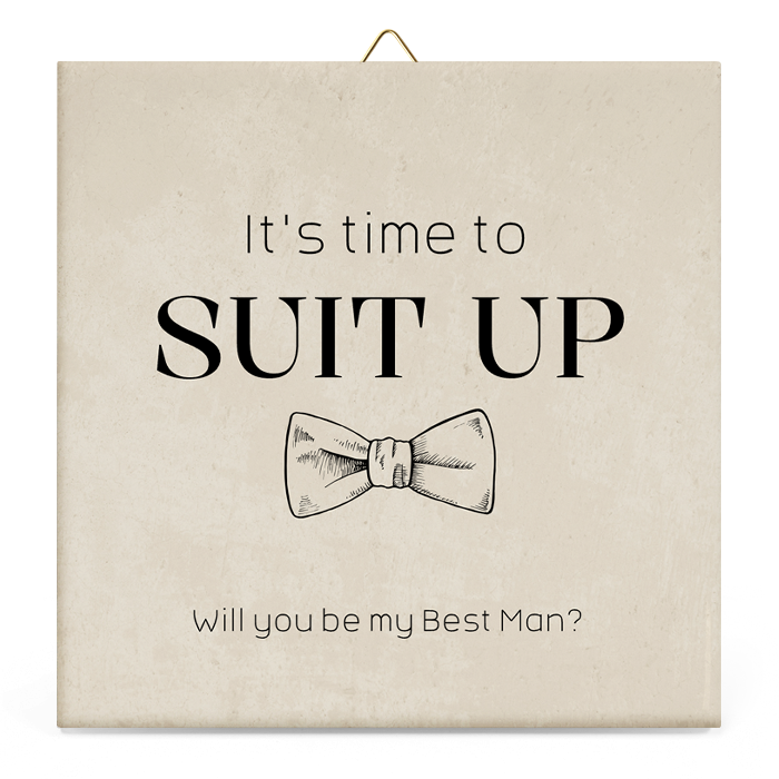 Suit up cadeautegeltje voor een getuige met strik