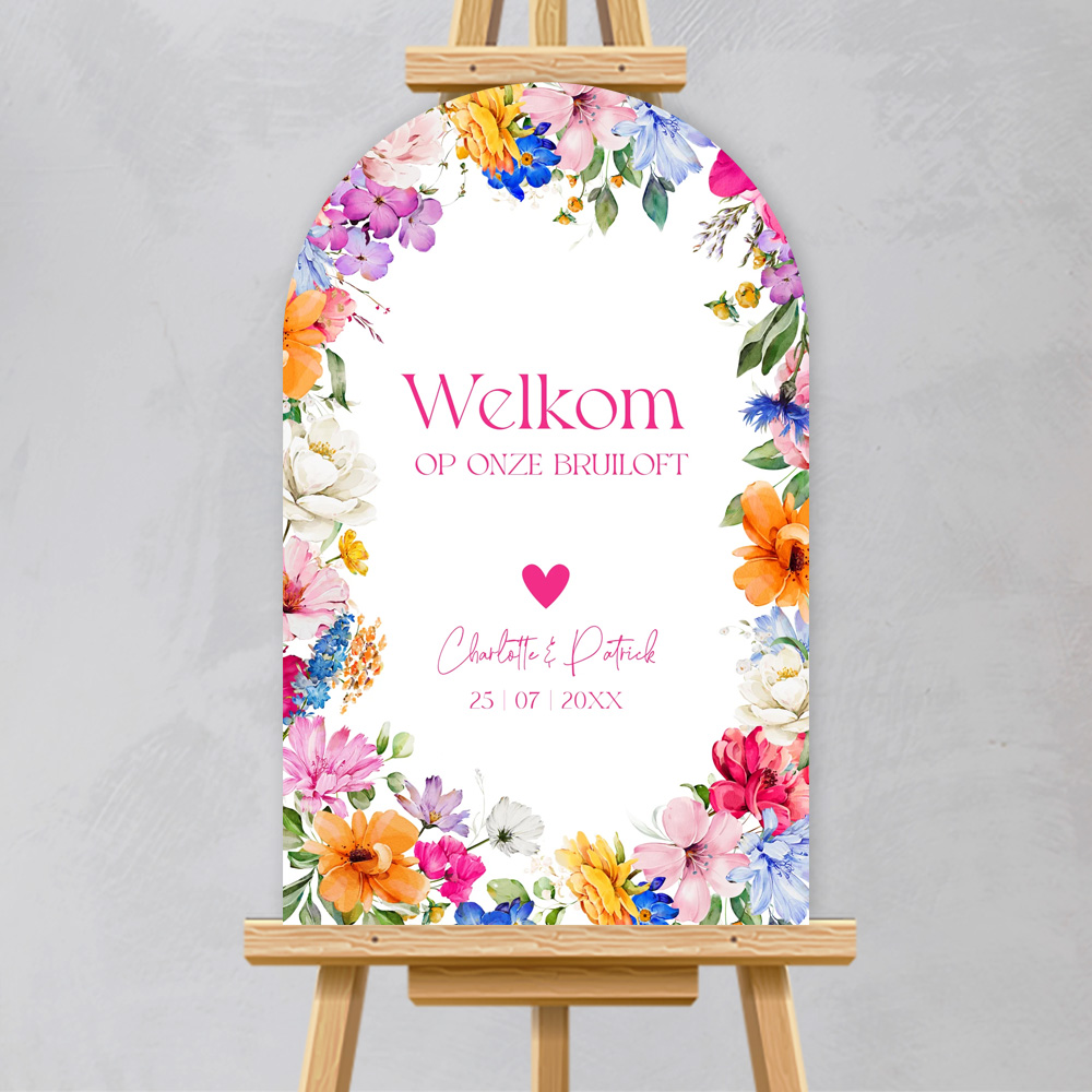 Bruiloftsbord bloemenkrans Bright Flowers boog vorm