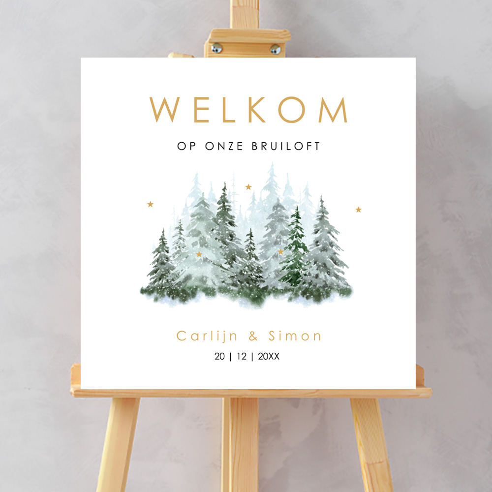 Bruiloftsbord winter wedding forrest groen 70x70 cm