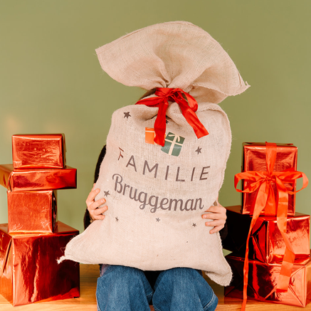 XL Sinterklaaszak met naam, cadeaus en sterren - 60x100 cm