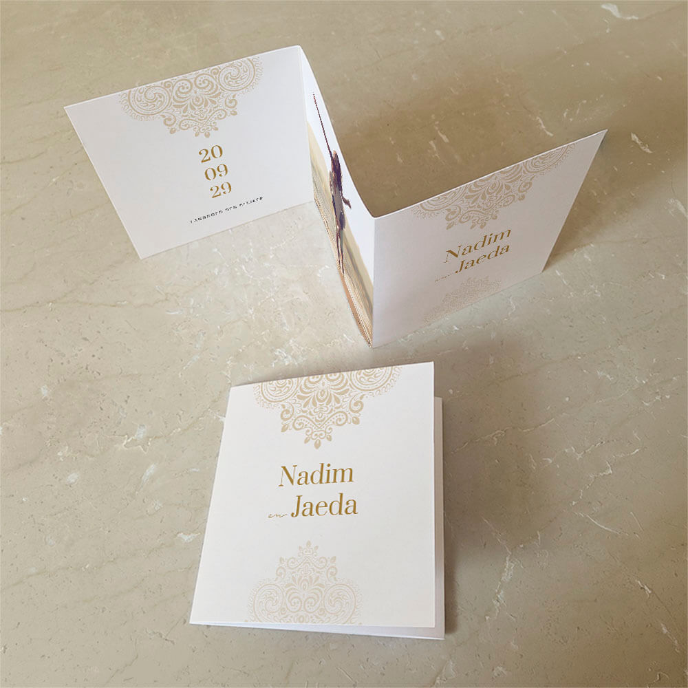 Zigzag trouwkaart Arabisch met barok ornament