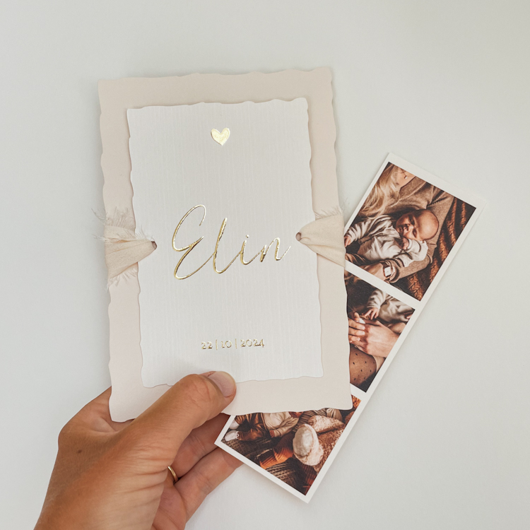 Geboortekaart set meisje zandkleur