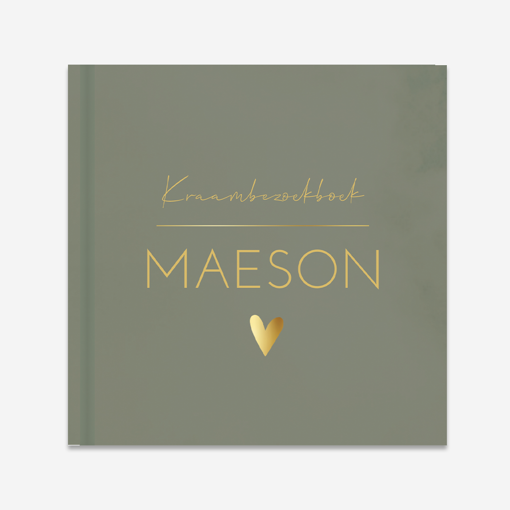 Kraambezoekboek Stoer Donkergroen Goudkleur Hartje