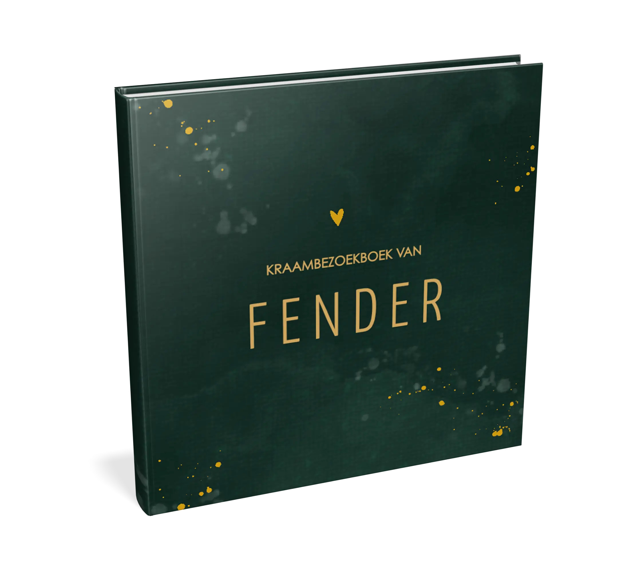 Donkergroen kraambezoekboek met hartje