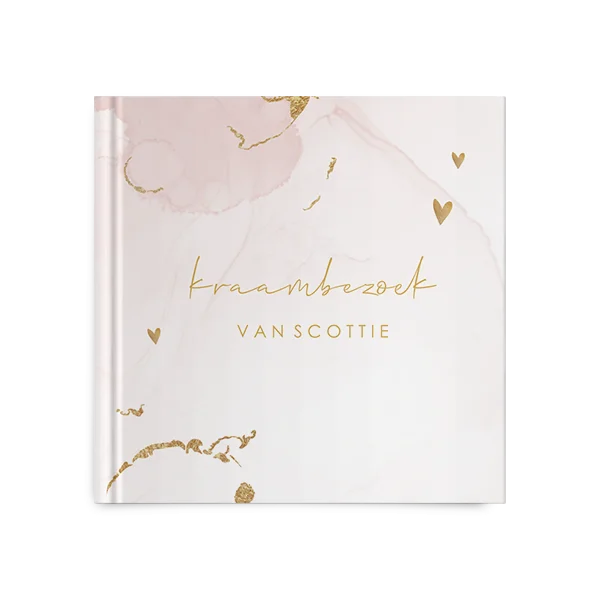Kraambezoekboek meisje met roze marmer look