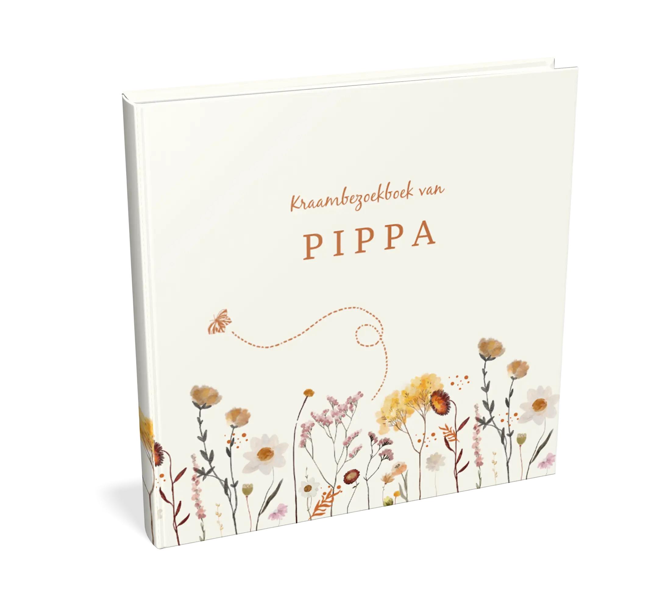 Kraambezoekboek met veldbloemen en vlinder