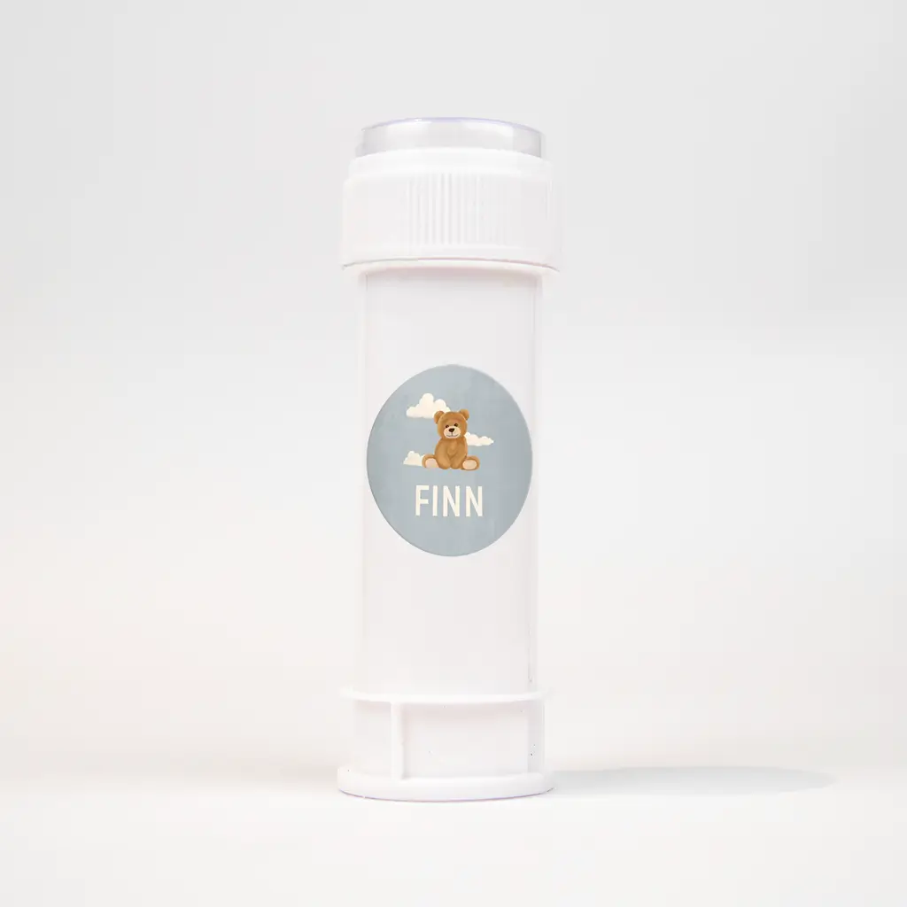 Sticker blauw met teddybeer en wolken - per vel