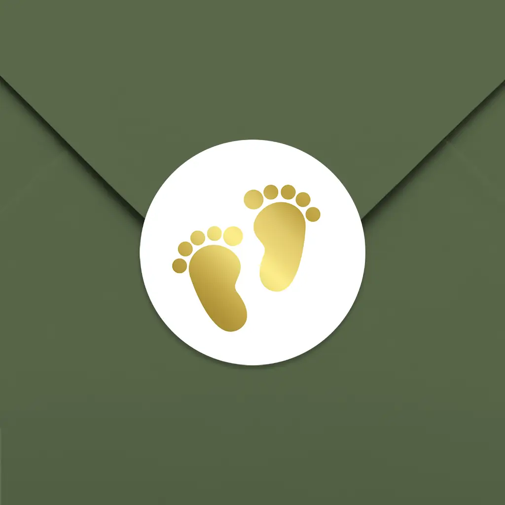 Sluitsticker goudfolie voetjes - per vel