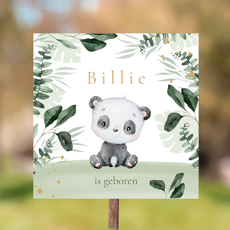 Tuinbord met panda en blaadjes