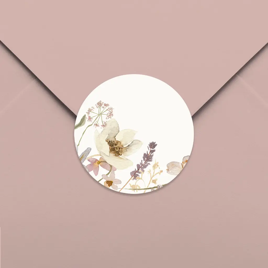 Prachtige sluitsticker met watercolour bloemen - per 25 stuks