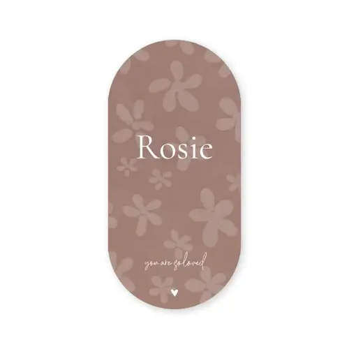 Origineel bruin geboortekaartje met bloemen voor een meisje