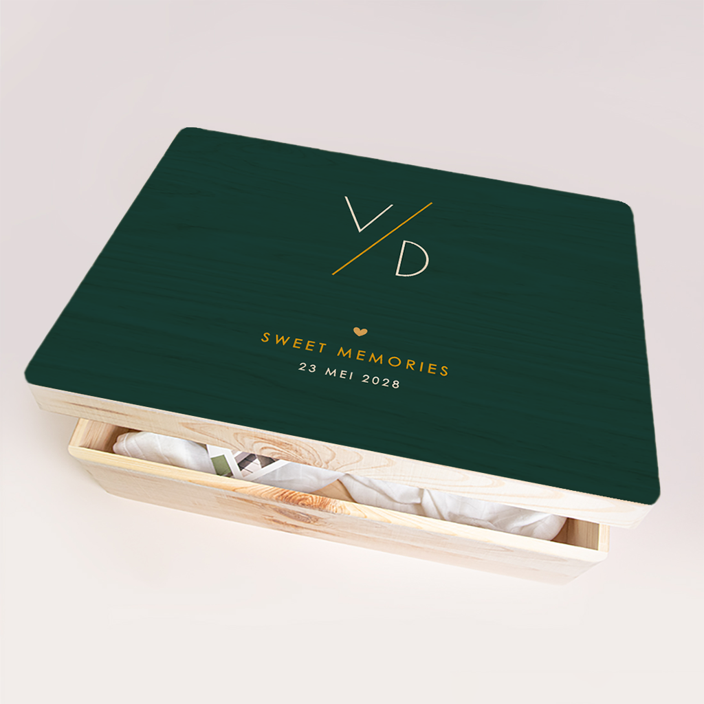 Herinneringsdoos huwelijk met initialen