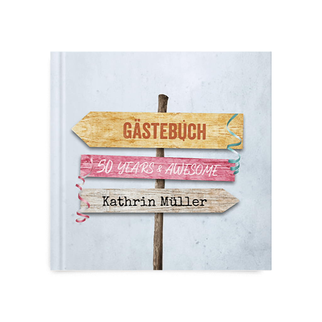 Originelles Gästebuch zum Geburtstag mit Wegweiser Quadratisch