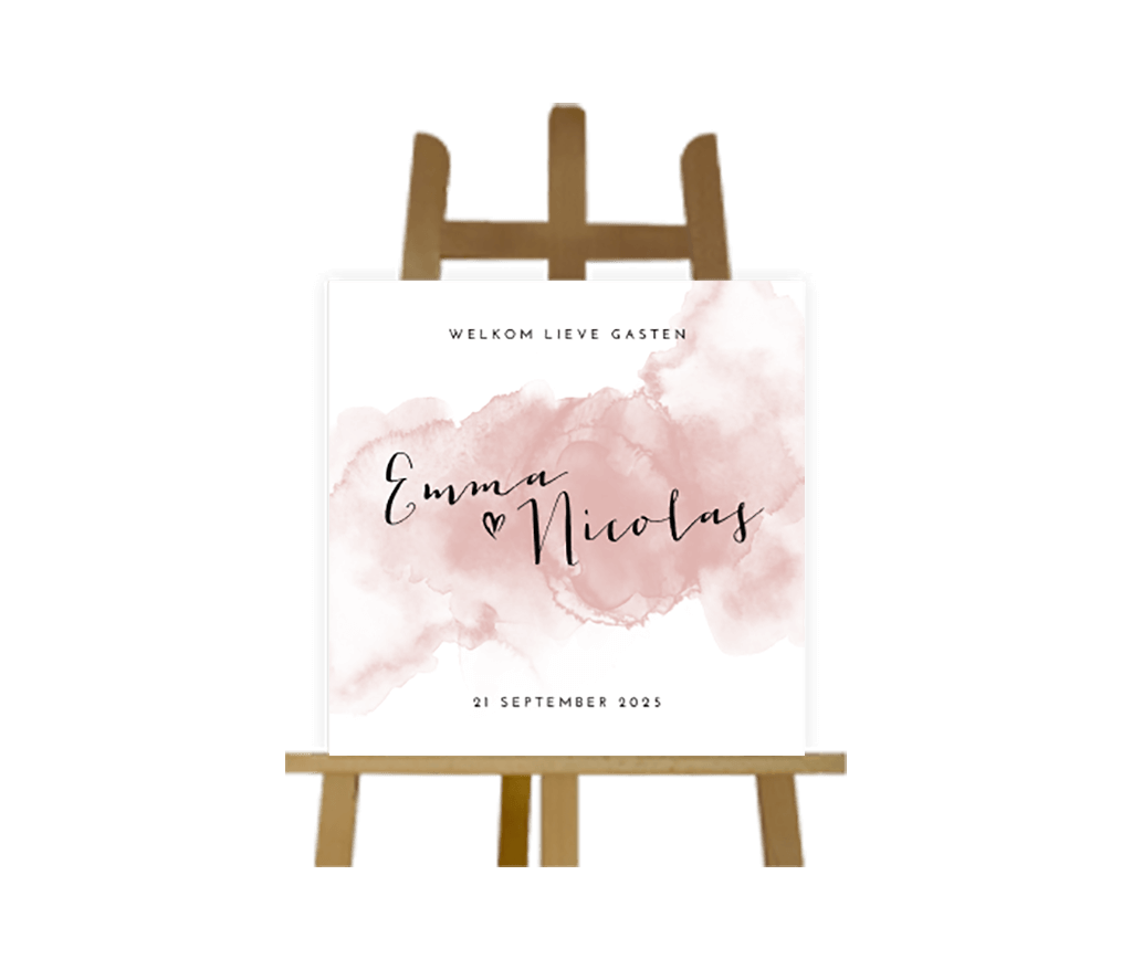 Bruiloftsbord met roze watercolor