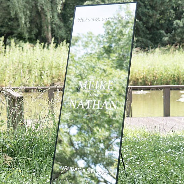Spiegelsticker bruiloft met namen