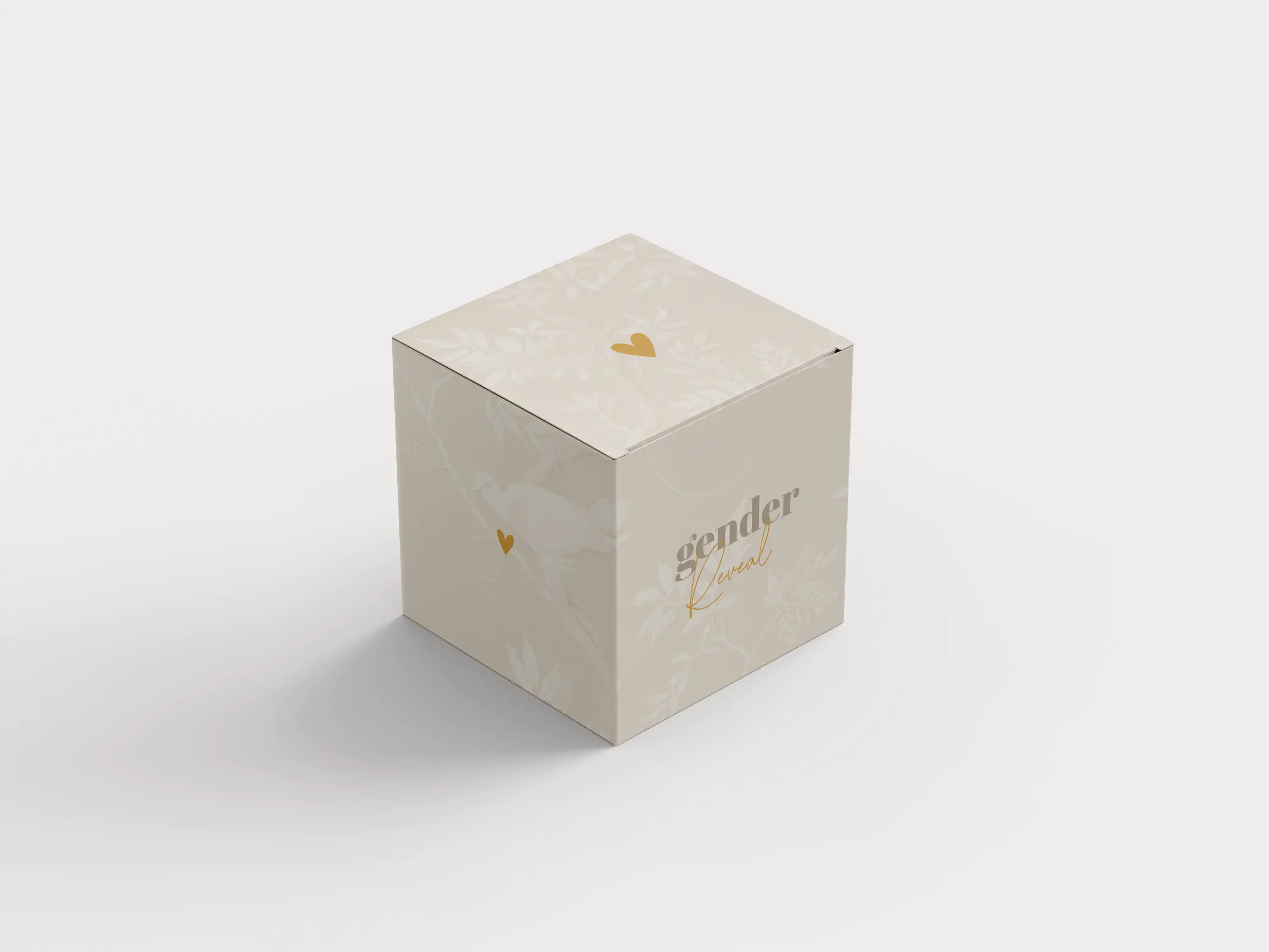 Bedankdoosje beige stoflook met hartjes