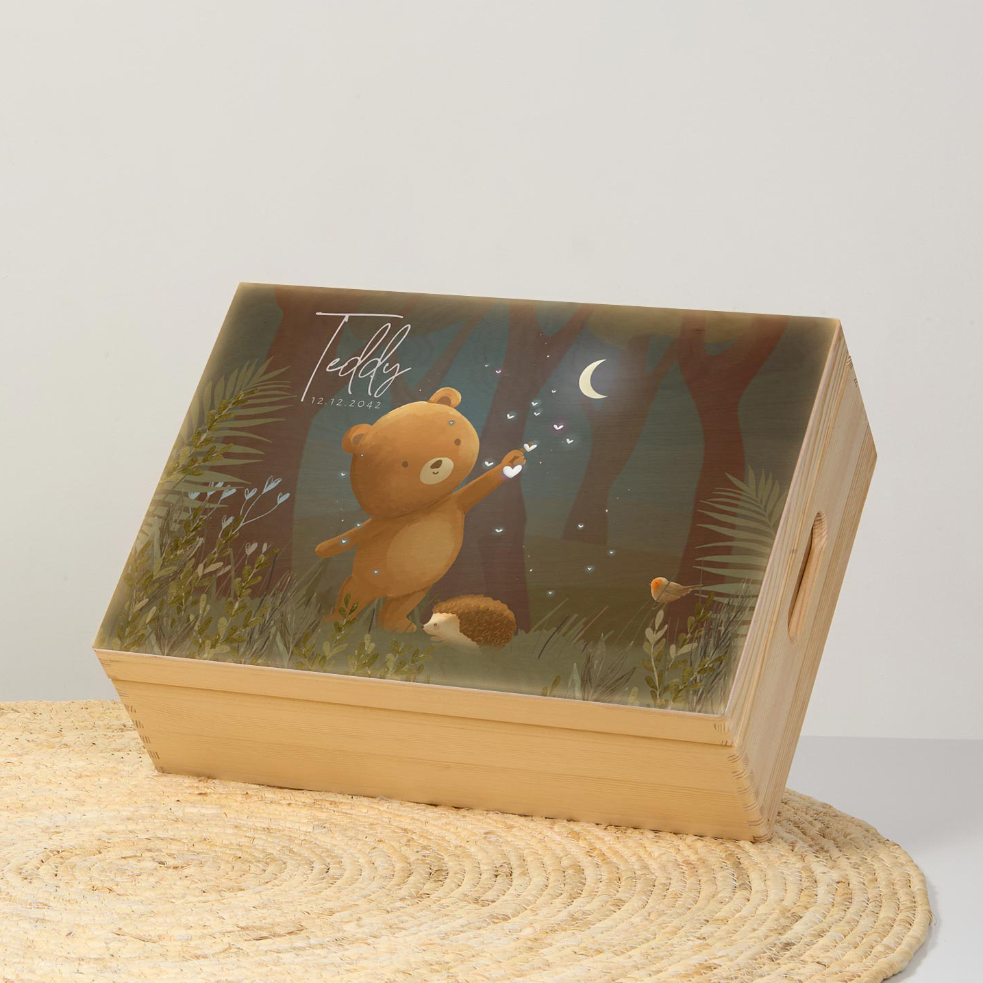 Memorybox winterliefde met een beertje in het bos