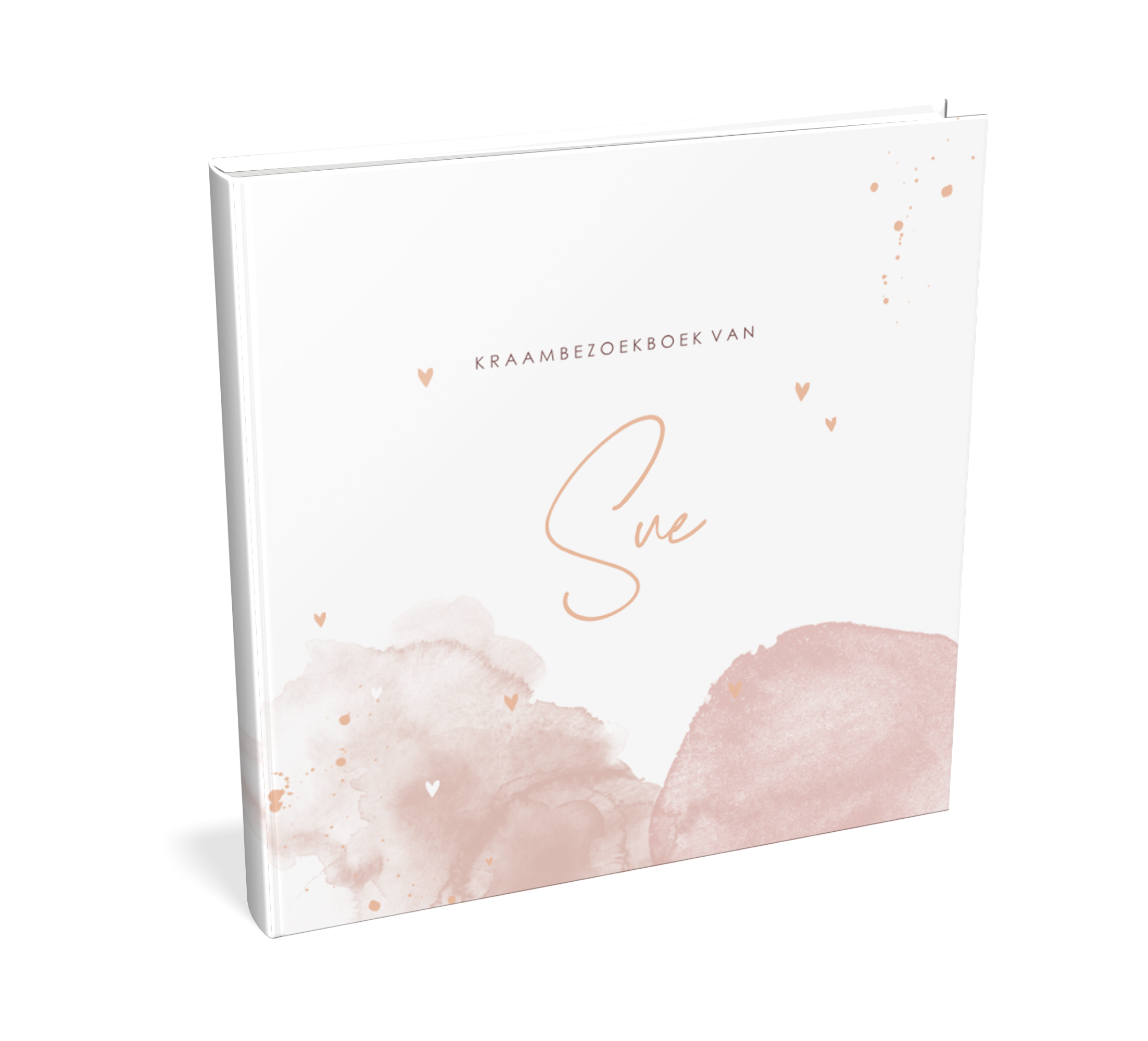 Kraambezoekboek met roze watercolour en spetters