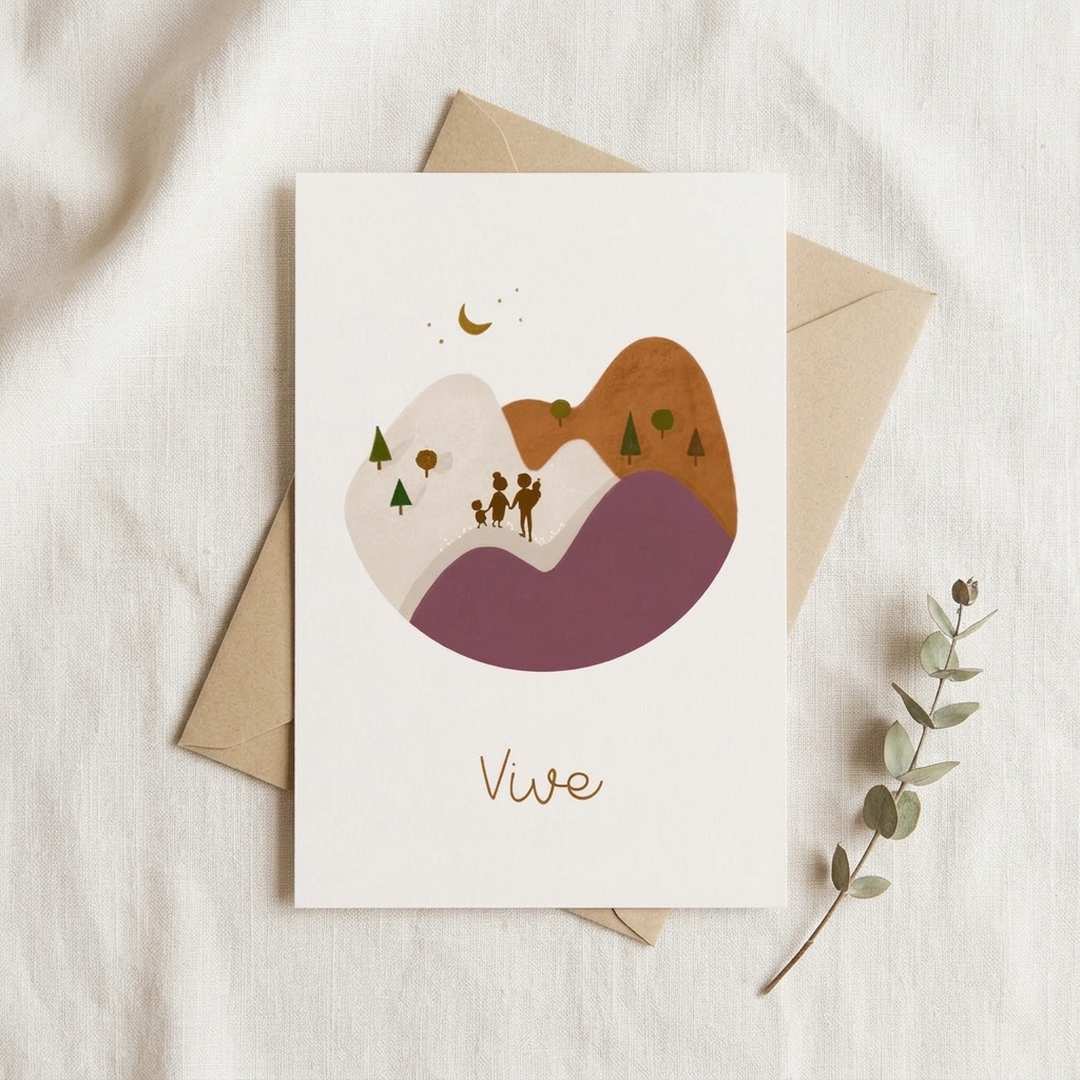 Geboortekaartje silhouette gezin grote broer baby zusje