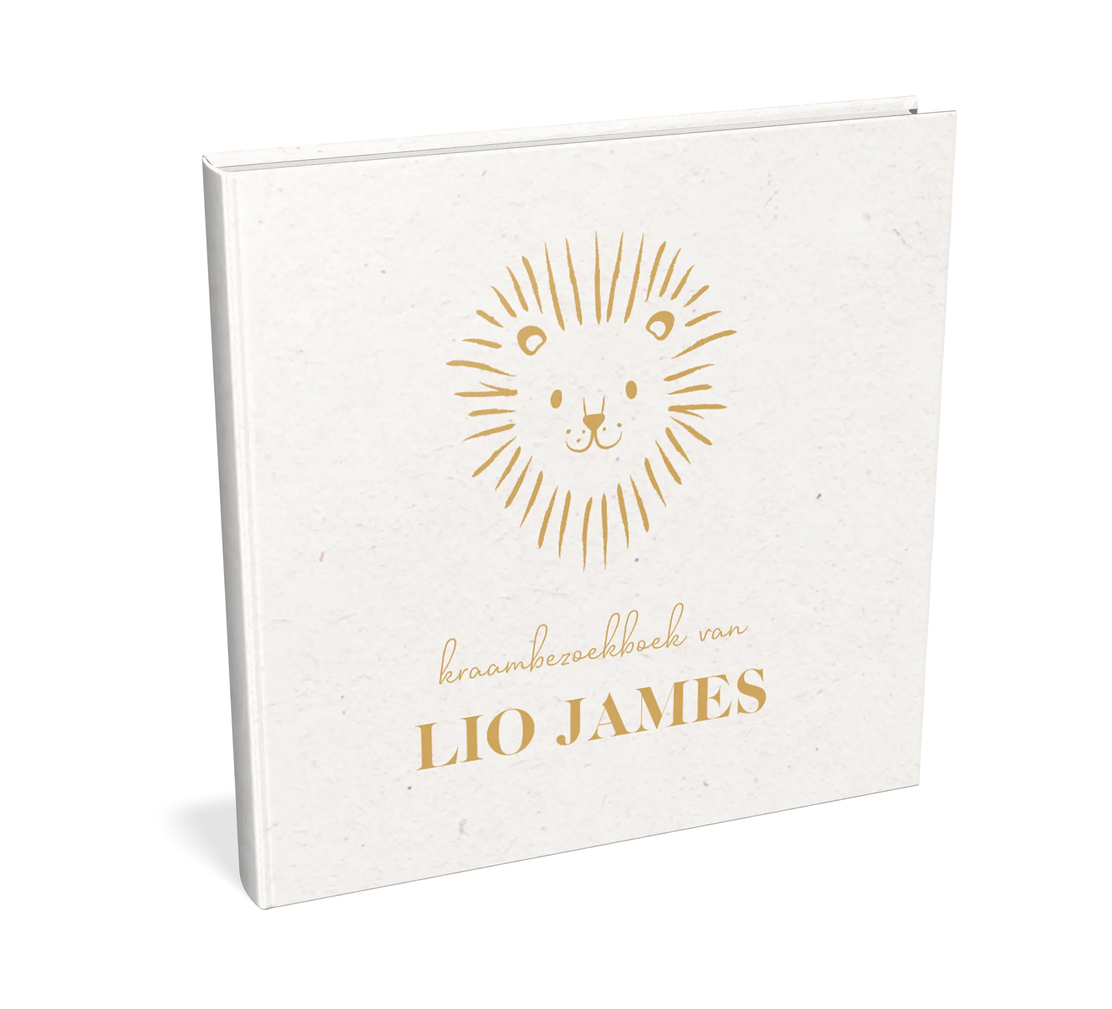 Kraambezoekboek met illustratie goudlook leeuwtje