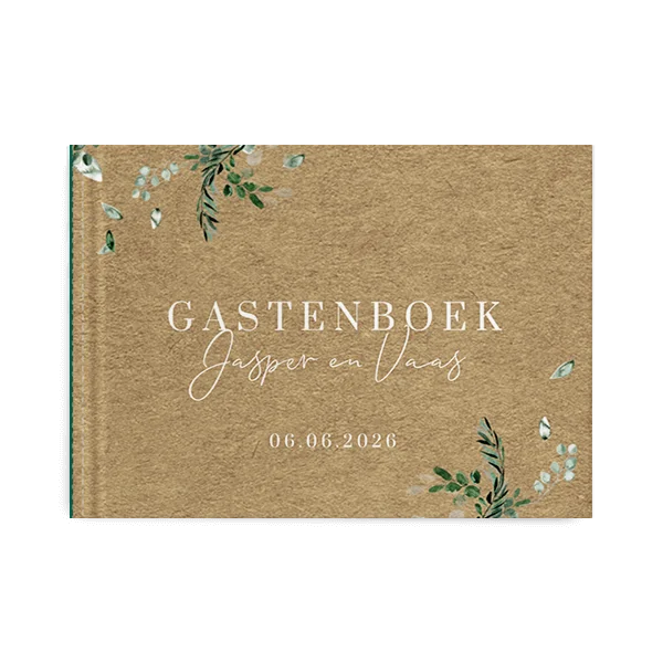 Gastenboek kraftlook met eucalyptus takjes