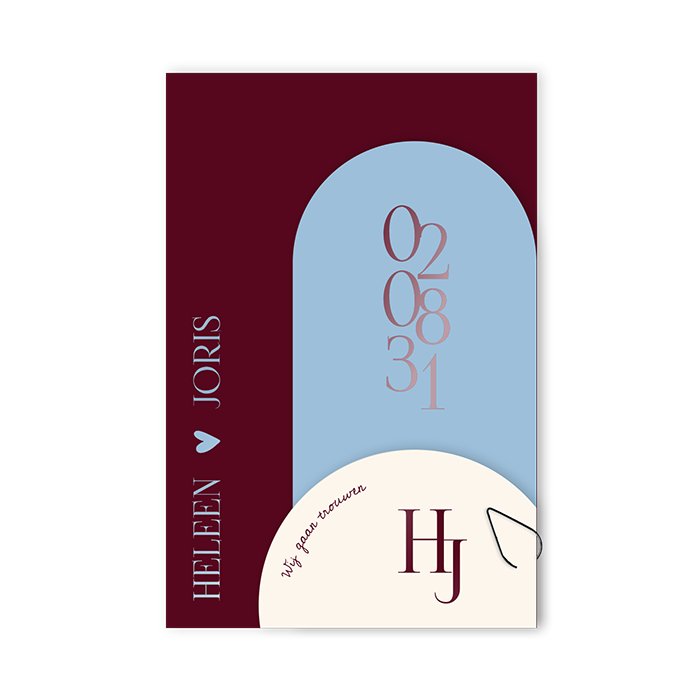 Originele trouwkaart met meerdere kaartjes en logo