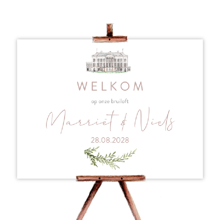 bruiloftsbord welkomstbord trouwlocatie parc broekhuizen