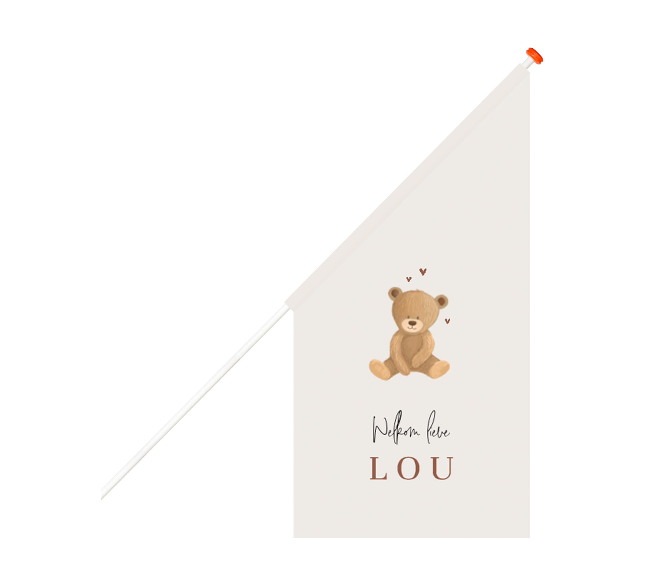 Geboortevlag met teddybeer en hartjes