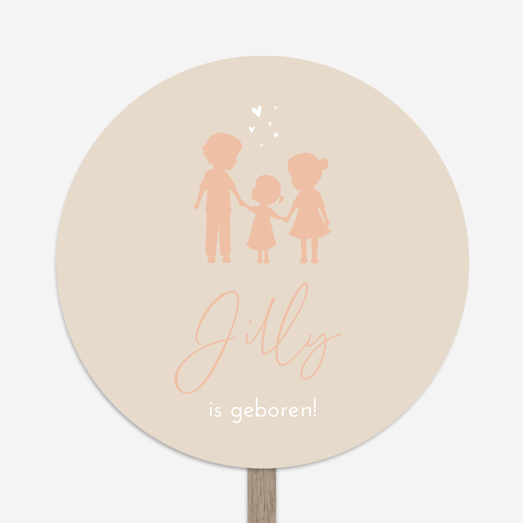 Tuinbord Rond Kindjes Silhouet Beige