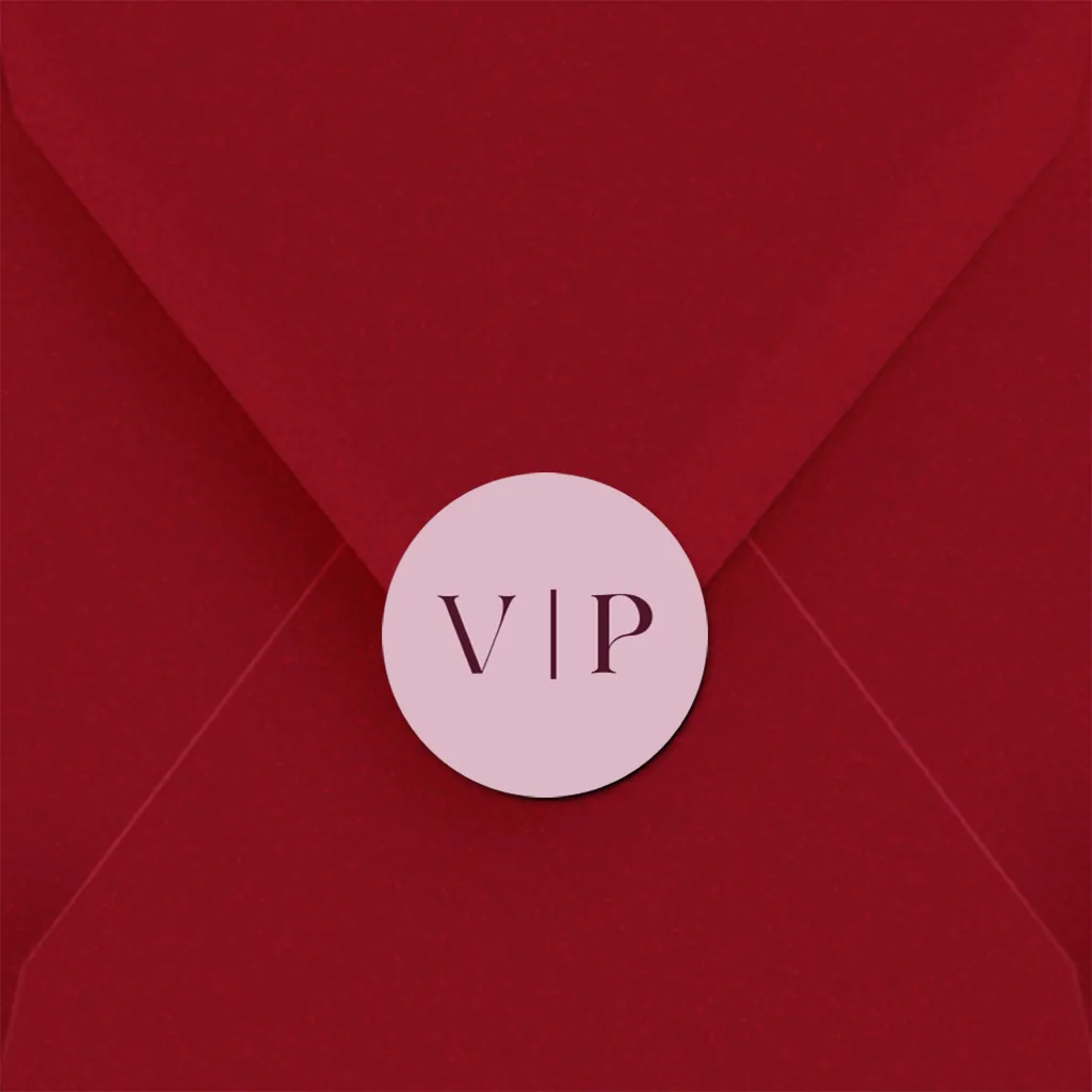 Naamsticker bruiloft in trendy kleuren met intialen | 25 stuks