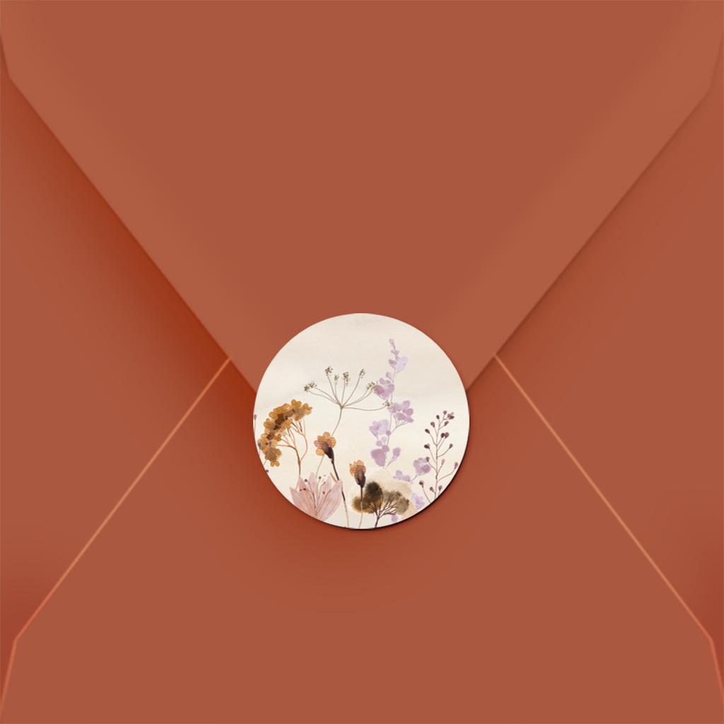Sluitsticker veldbloemen in herfst kleuren