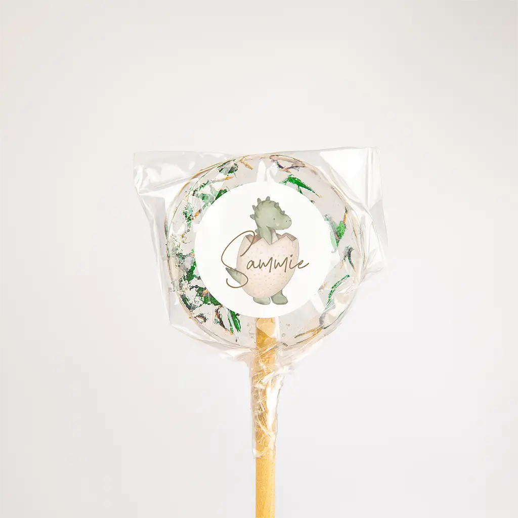 Naamsticker met illustratie van baby dino - per 25 stuks