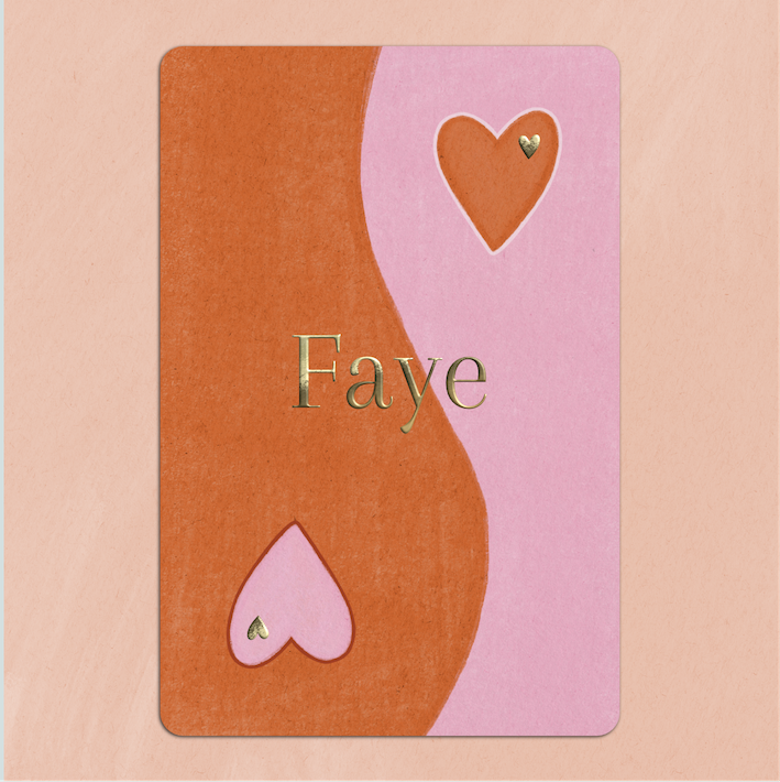 Geboortekaartje Yin Yang Hartjes Roze Rood Meisje Goudfolie