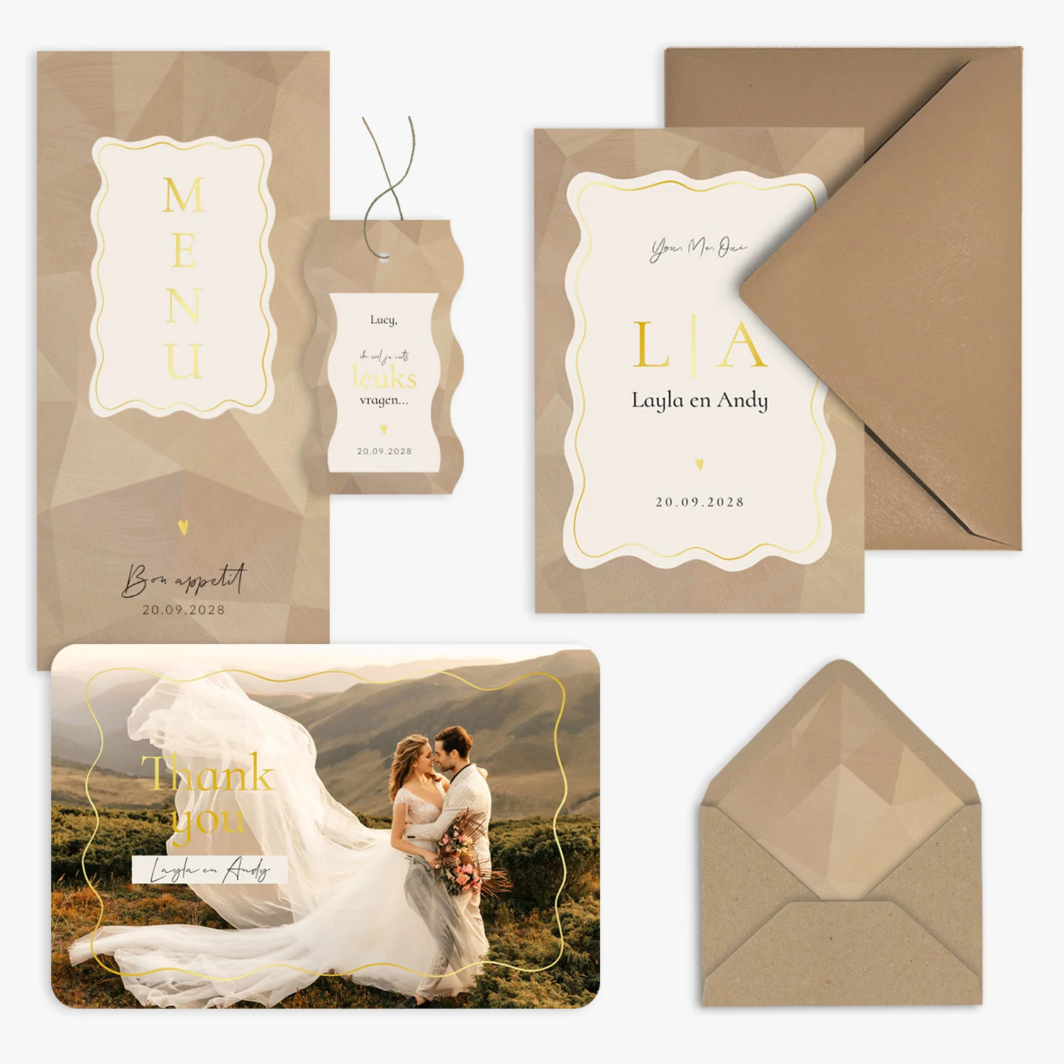 doorlink trouwkaarten set geometrisch